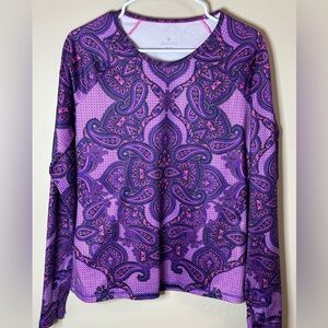 Athleta Purple & Pink Paisley Long Sleeve Top - P2P 21”